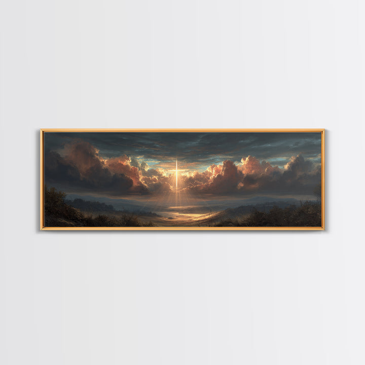 Towering Dragon Breathing Fire Over Burning Village Fantasy Artwork Canvas Print Large Wall Art For Dramatic Home Decor