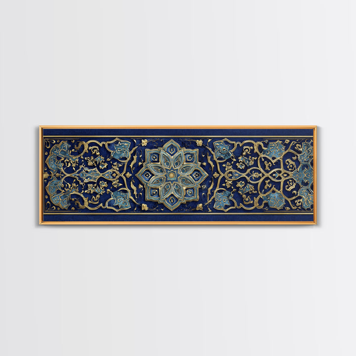 Intricate Middle Eastern Blue And Gold Patterned Islamic Art Decor Wall Art Canvas Print