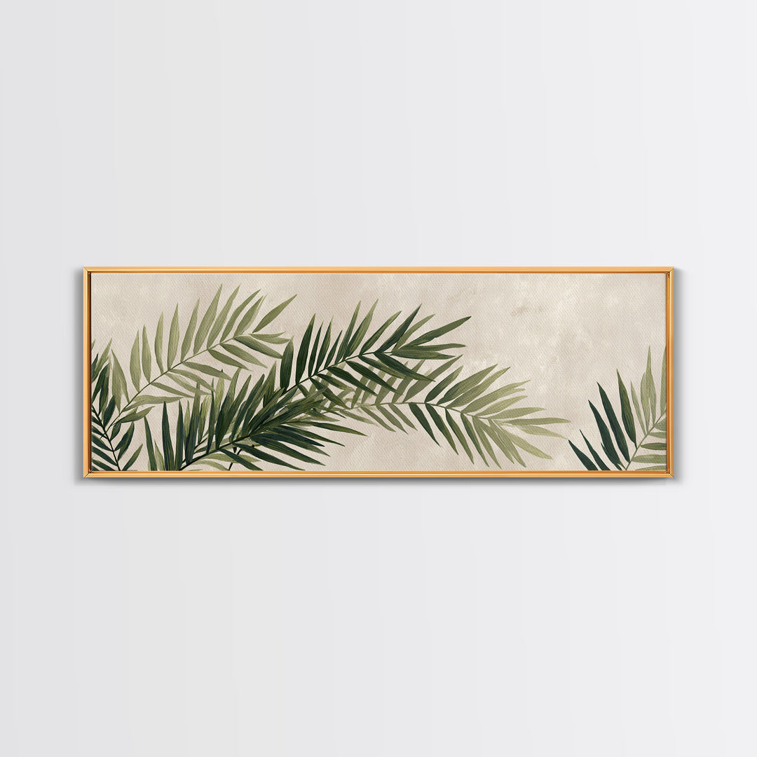 Palm Leaf Botanical Wall Art, Green Tropical Canvas Print, Coastal Boho Home Decor, Modern Nature Above Bed Wall Decor Print