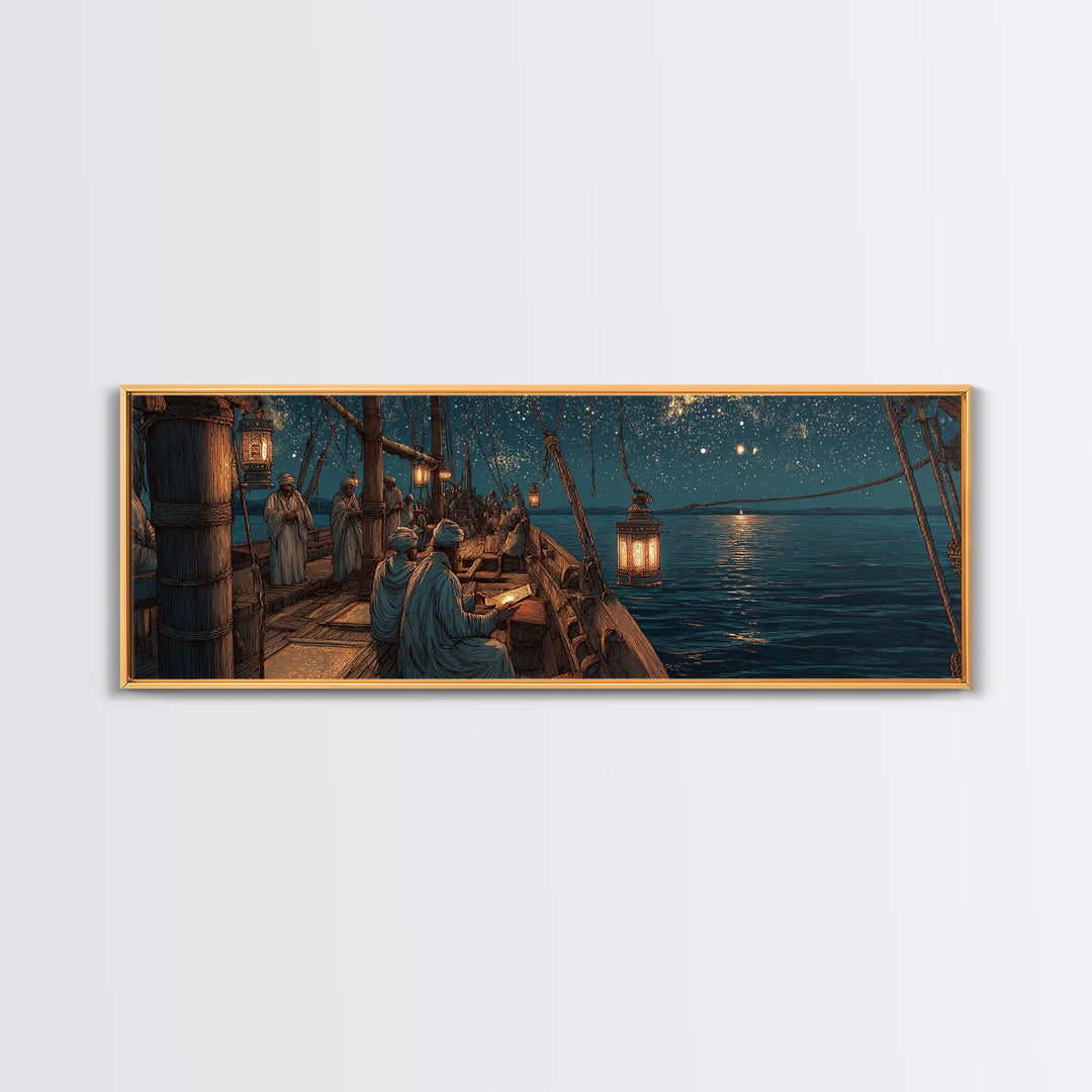Peaceful Twilight Landscape With Pier And Fireflies Romantic Wall Art Framed Canvas Print Calm Evening Decor
