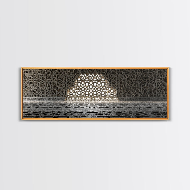 Intricate Islamic Architecture Night Festival Amazing Illuminated Landscape Framed Canvas Print For Spiritual Home Decor And Unique Wall Art