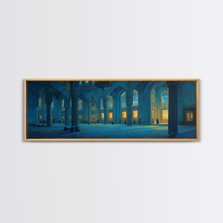 Magical Twilight Garden With Glowing Butterflies And Stone Path Framed Canvas Print