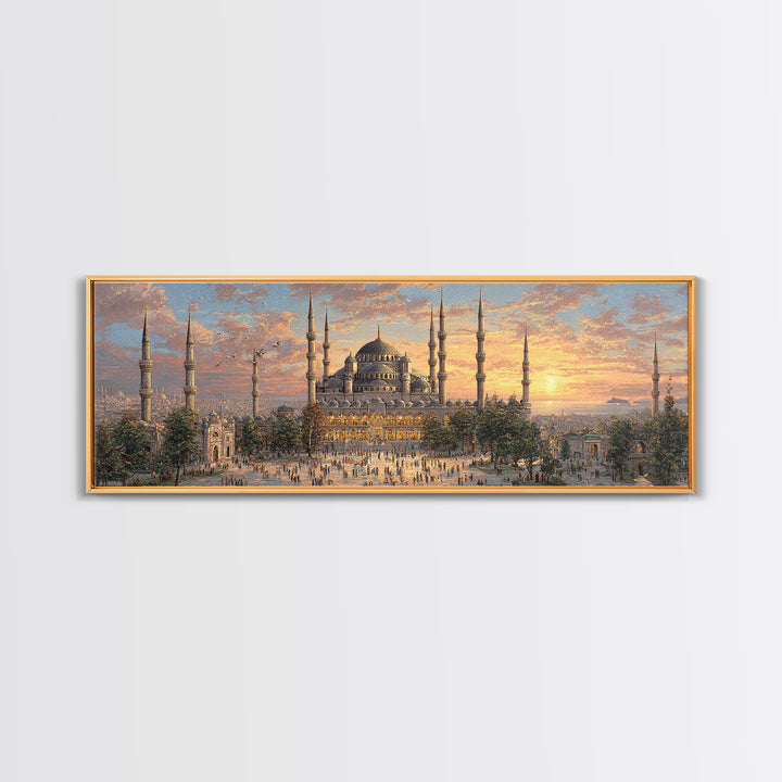 Mystical Figure Standing Among Enormous Glowing Crystals Canvas Print Fantasy Wall Art for Magical Home Decor and Inspiration