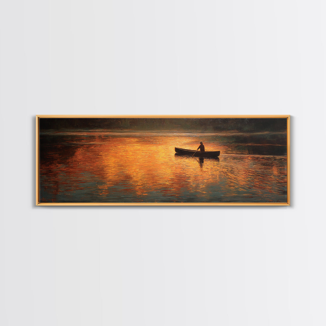 Tranquil Sunset Lake Scene Oil Painting With Two Rocking Chairs And Lantern Cozy Patio Wall Art Print