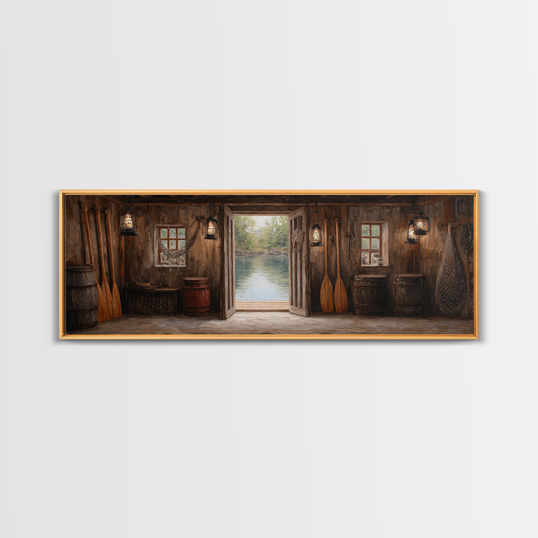 Rustic Lakeside Cabin Interior With Canoe Paddles Wall Art, Farmhouse Decor, Lake House Decor, Housewarming Gift For Him