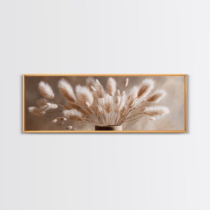 Soft Pampas Grass Plumes Wall Art, Minimalist Neutral Canvas Print, Boho Bedroom Decor, Wabi Sabi Living Room Gift For Her
