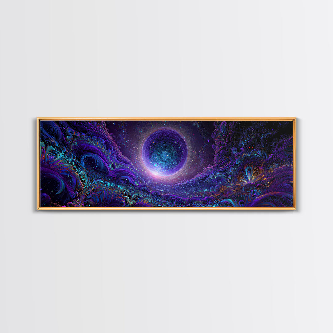 Cosmic Fractal Eclipse Canvas Print, Psychedelic Wall Art, Celestial Abstract Space Decor, Mystical Galaxy Statement Artwork