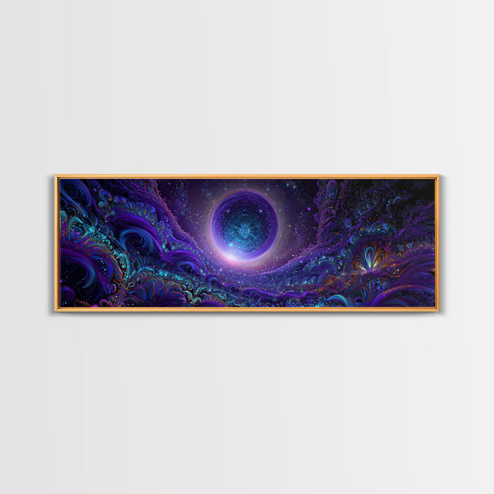 Cosmic Fractal Eclipse Canvas Print, Psychedelic Wall Art, Celestial Abstract Space Decor, Mystical Galaxy Statement Artwork