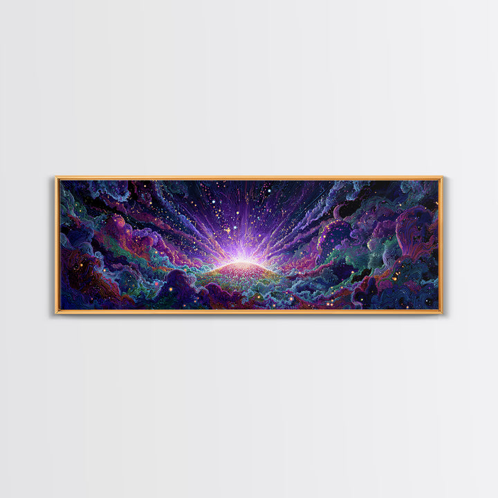 Radiant Cosmic Sunrise Wall Art, Colorful Abstract Space Poster, Galaxy Canvas Decor, Modern Living Room Wall Art Print