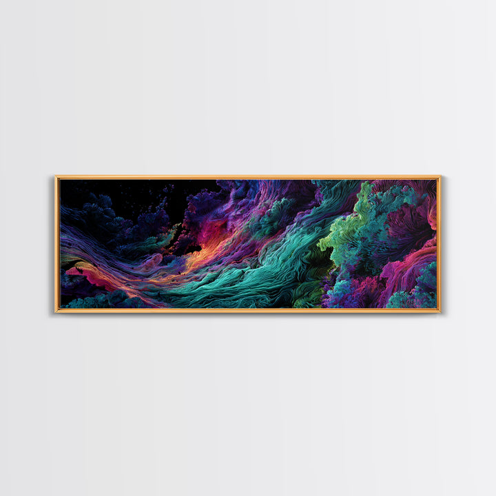 Vibrant Fractal Ocean Wave Canvas Print, Psychedelic Abstract Art, Colorful Wall Decor, Modern Statement Living Room Art