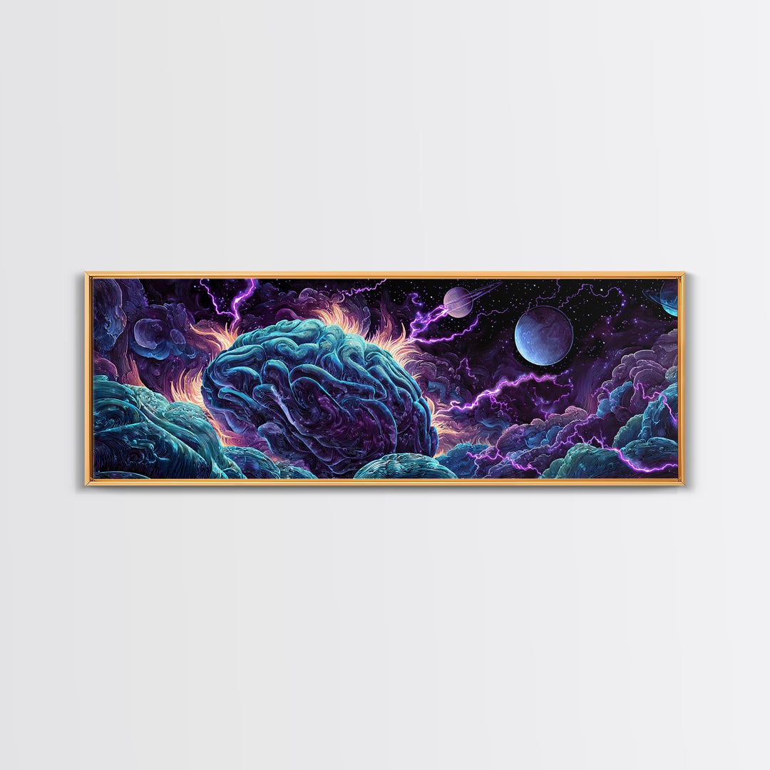 Surreal Cosmic Brain Storm Canvas Print, Psychedelic Space Wall Decor, Sci Fi Wall Art, Mystical Office Decor, Gift For Him
