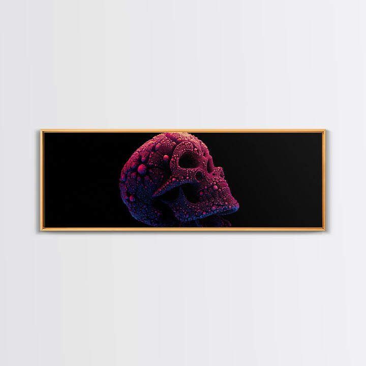 Neon Fractal Skull Canvas Print, Gothic Dark Art Wall Art, Psychedelic Horror Decor, Edgy Man Cave Statement Artwork, Gift For Him