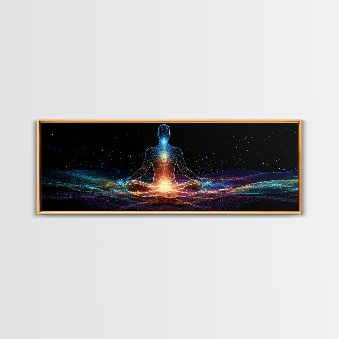 Cosmic Energy Meditation Wall Art, Celestial Yoga Decor, Psychedelic Space Art Print, Chakra Healing, Modern Spiritual Decor