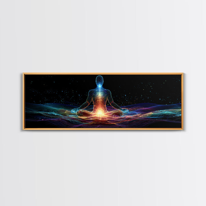 Cosmic Energy Meditation Wall Art, Celestial Yoga Decor, Psychedelic Space Art Print, Chakra Healing, Modern Spiritual Decor