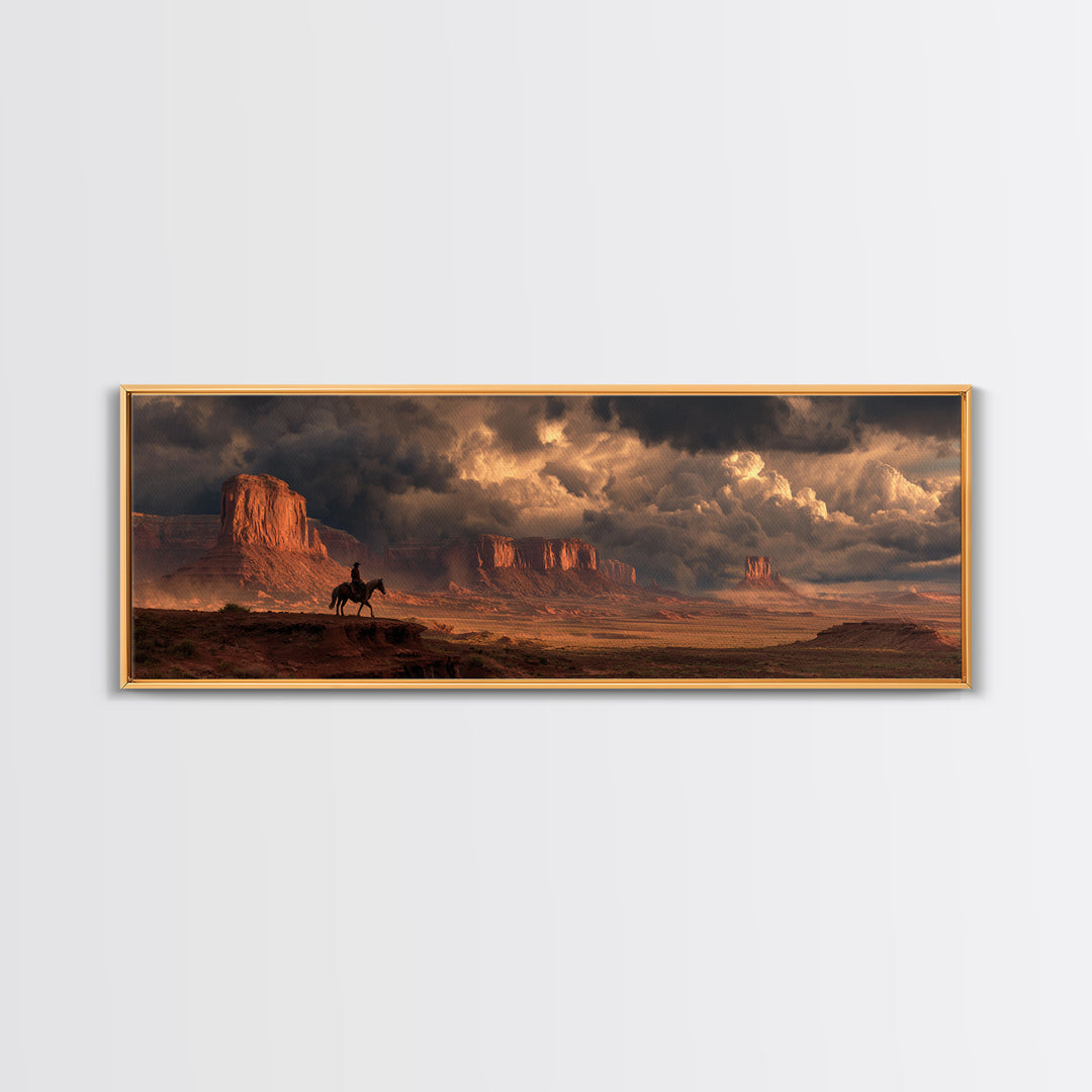 Stormy Western Mesa Canvas Print, Cowboy Desert Landscape Wall Art, Southwestern Decor, Rustic Living Room Wall Art Print