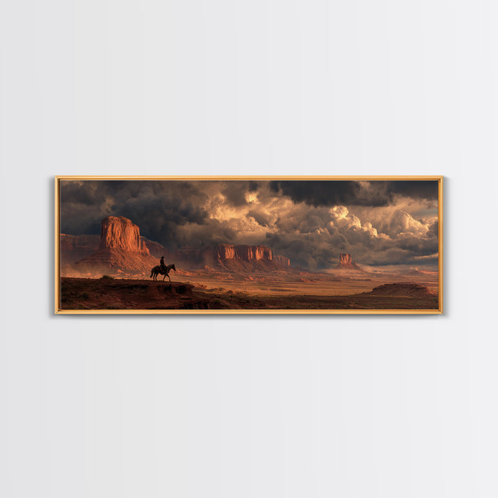 Stormy Western Mesa Canvas Print, Cowboy Desert Landscape Wall Art, Southwestern Decor, Rustic Living Room Wall Art Print