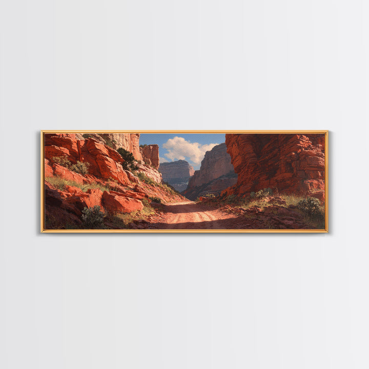 Red Rock Desert Canyon Road Canvas Print, Southwestern Wall Art, Arizona Landscape Decor, Rustic Western Home Decor Gift