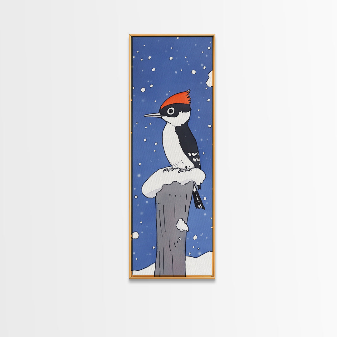 Pileated Woodpecker In Falling Snow Wall Art, Winter Bird Canvas Print, Woodland Wildlife Decor, Cabin Christmas Gift, Art Print
