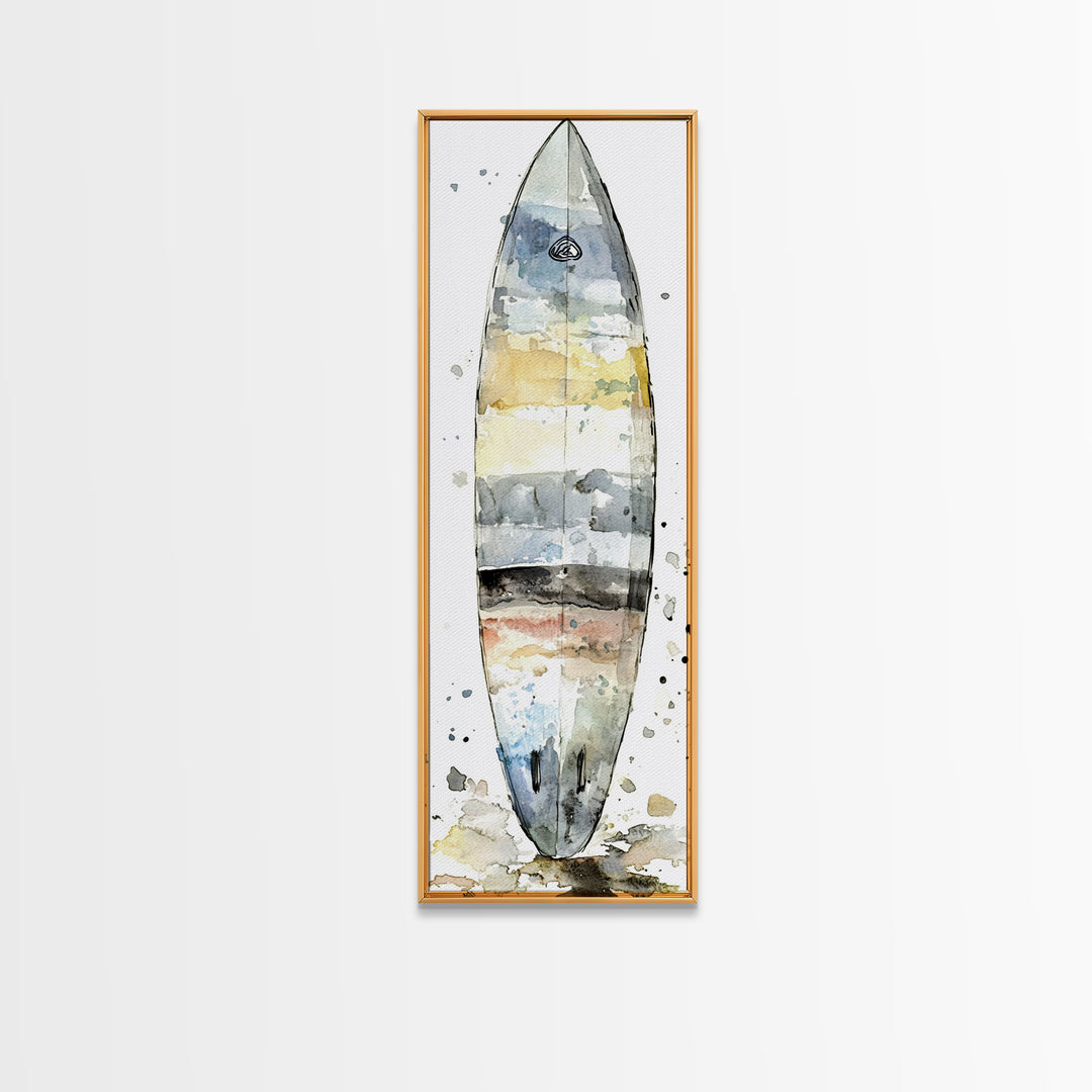 Weathered Surfboard Ocean Stripes Canvas Print, Coastal Wall Art, Beach House Decor, Nautical Wall Decor, Surf Art, Ocean Wall Art