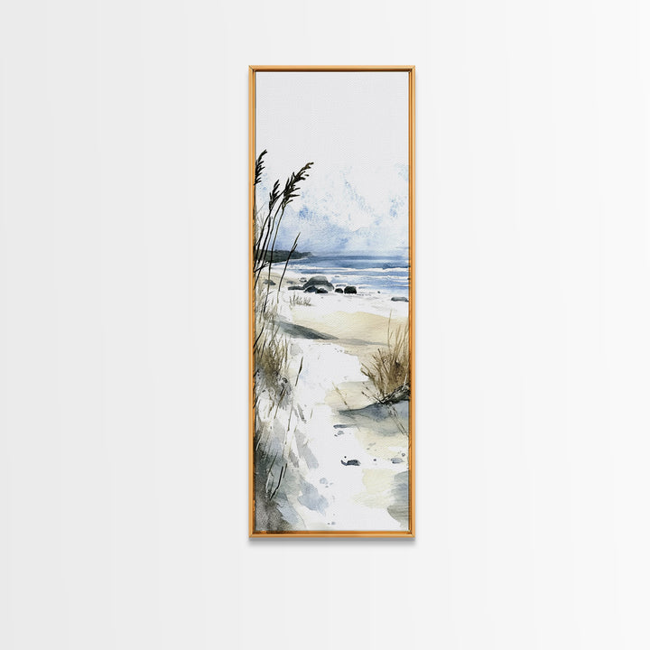 Soft Dune Beach Path Canvas Print, Coastal Wall Art, Watercolor Ocean Decor, Beach House Gift, Neutral Seaside Landscape