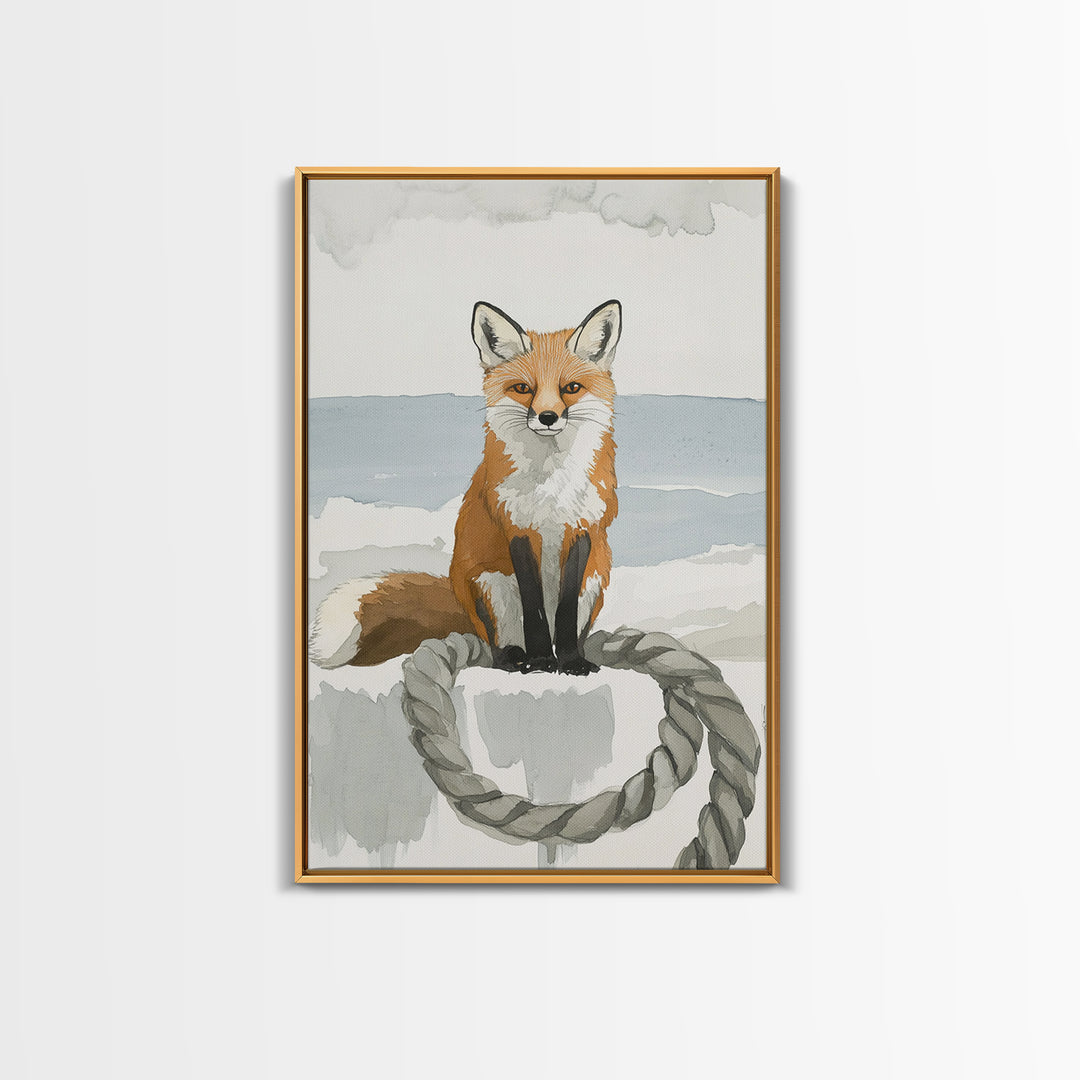 Red Fox By The Sea Wall Art, Coastal Animal Print, Woodland Nursery Decor, Beach House Gift And Nature Wall Decor For Kids