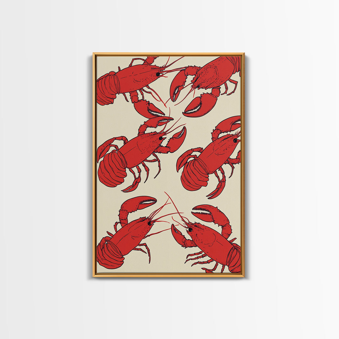 Close Up Red Lobsters Wall Art, Coastal Kitchen Decor, Seafood Print, Nautical Wall Decor, Beach House Dining Room Gift Idea