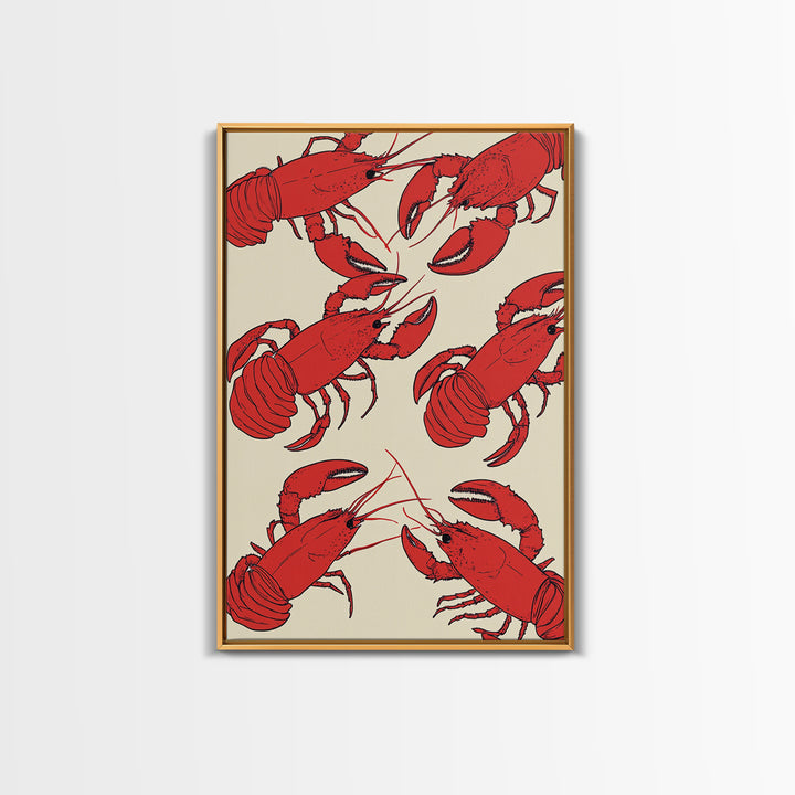 Close Up Red Lobsters Wall Art, Coastal Kitchen Decor, Seafood Print, Nautical Wall Decor, Beach House Dining Room Gift Idea
