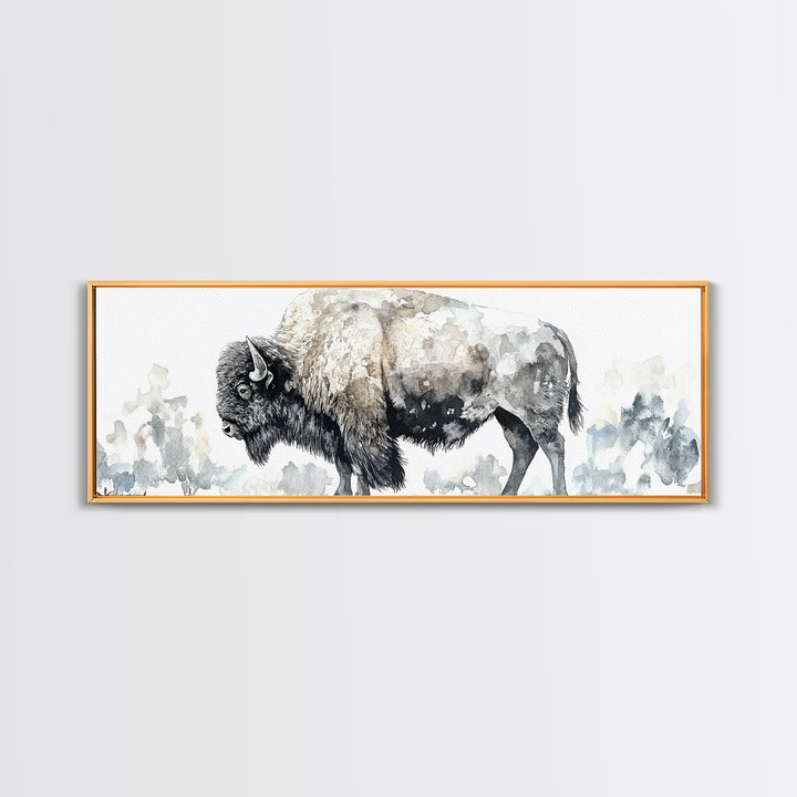 Majestic Bison Watercolor Canvas Print, Rustic Wildlife Wall Art, Western Animal Decor, Nature Inspired Housewarming Gift