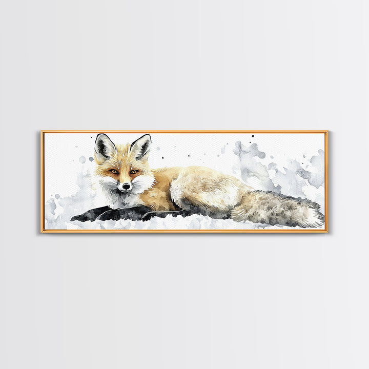 Realistic Fox Resting In Snow Canvas Print, Woodland Wildlife Wall Art, Winter Animal Print, Rustic Nursery Decor Gift For Her