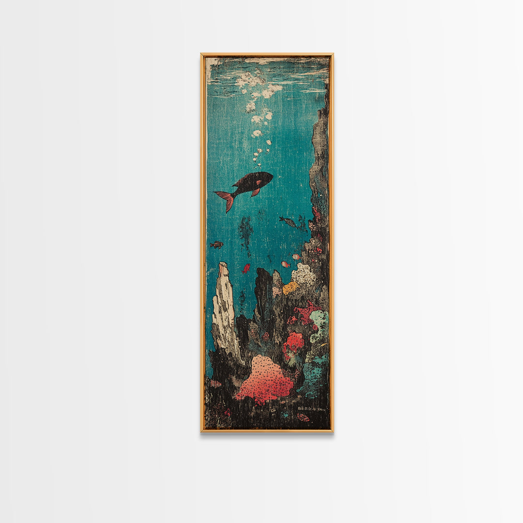 Tropical Fish And Coral Reef Canvas Print, Underwater Ocean Wall Art, Coastal Bathroom Decor, Marine Life Nursery Art Print