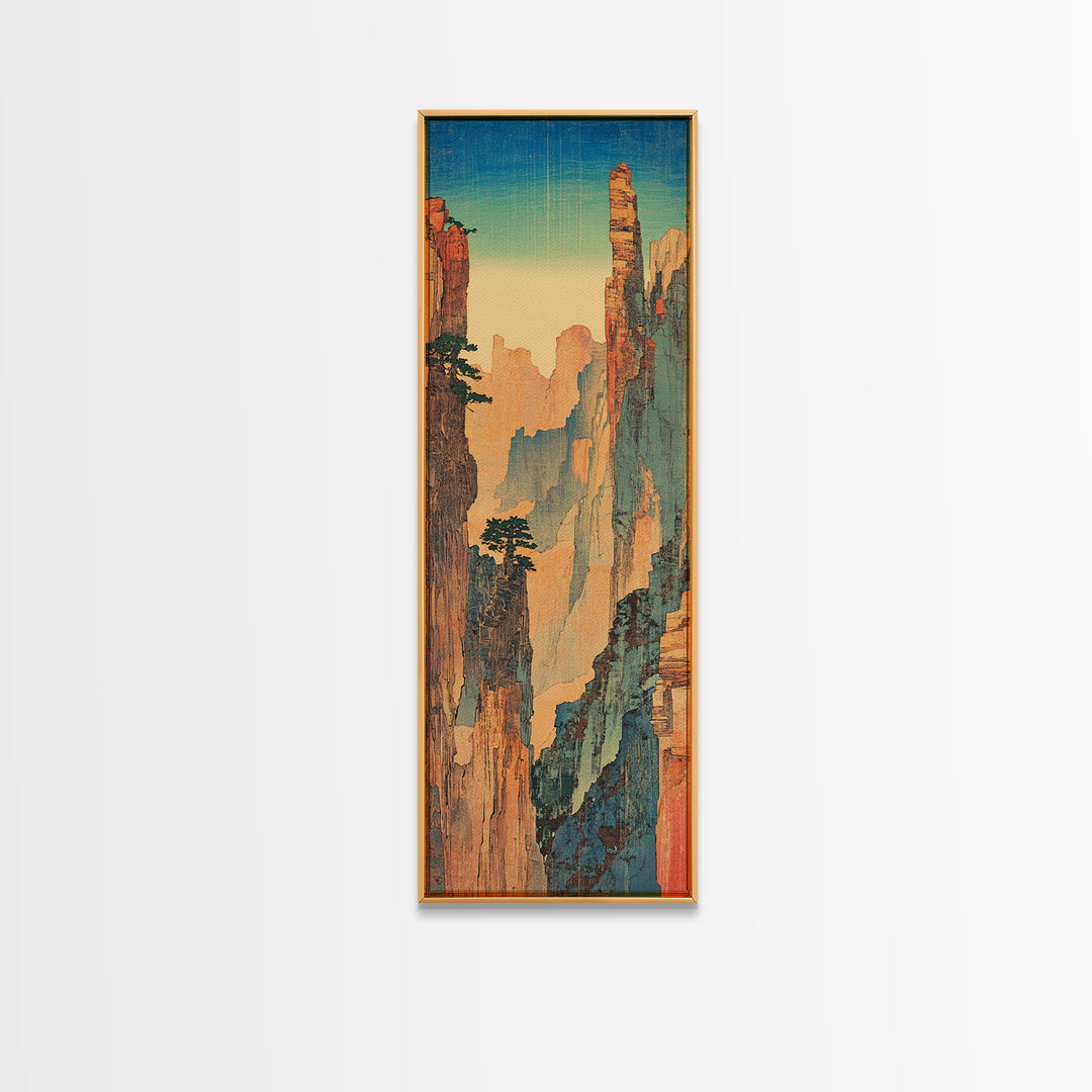 Tall Desert Canyon Cliffs In Blue Light Wall Art, Southwest Landscape Print, Vertical Nature Decor, Large Living Room Art