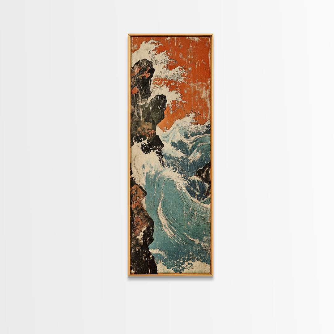 Crashing Ocean Wave Wall Art, Japanese Seascape Print, Coastal Wall Decor, Nautical Home Decor, Large Canvas Print, Beach House Decor