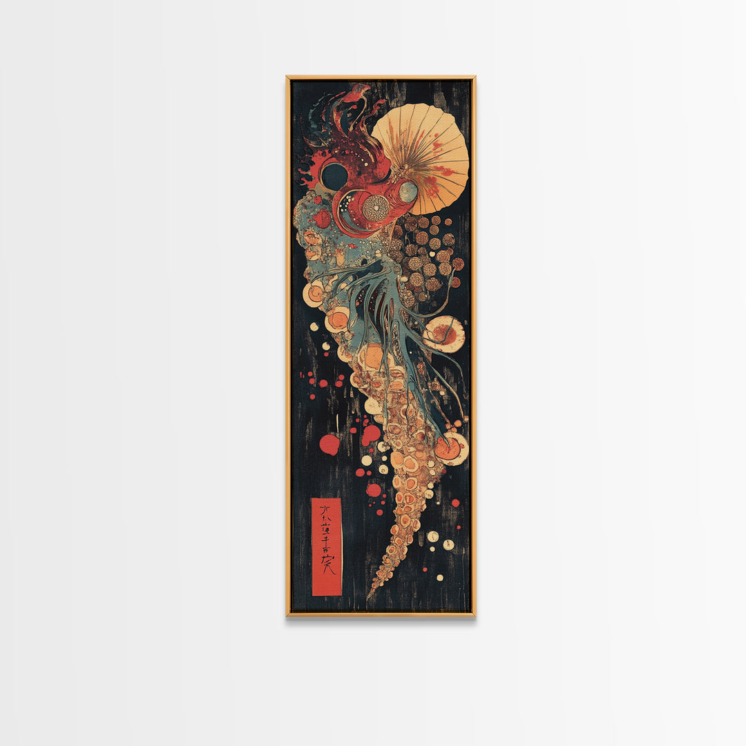 Cosmic Nautilus Jellyfish Abstract Canvas Print, Japanese Wall Art, Art Nouveau Ocean Decor, Eclectic Gallery Wall Print