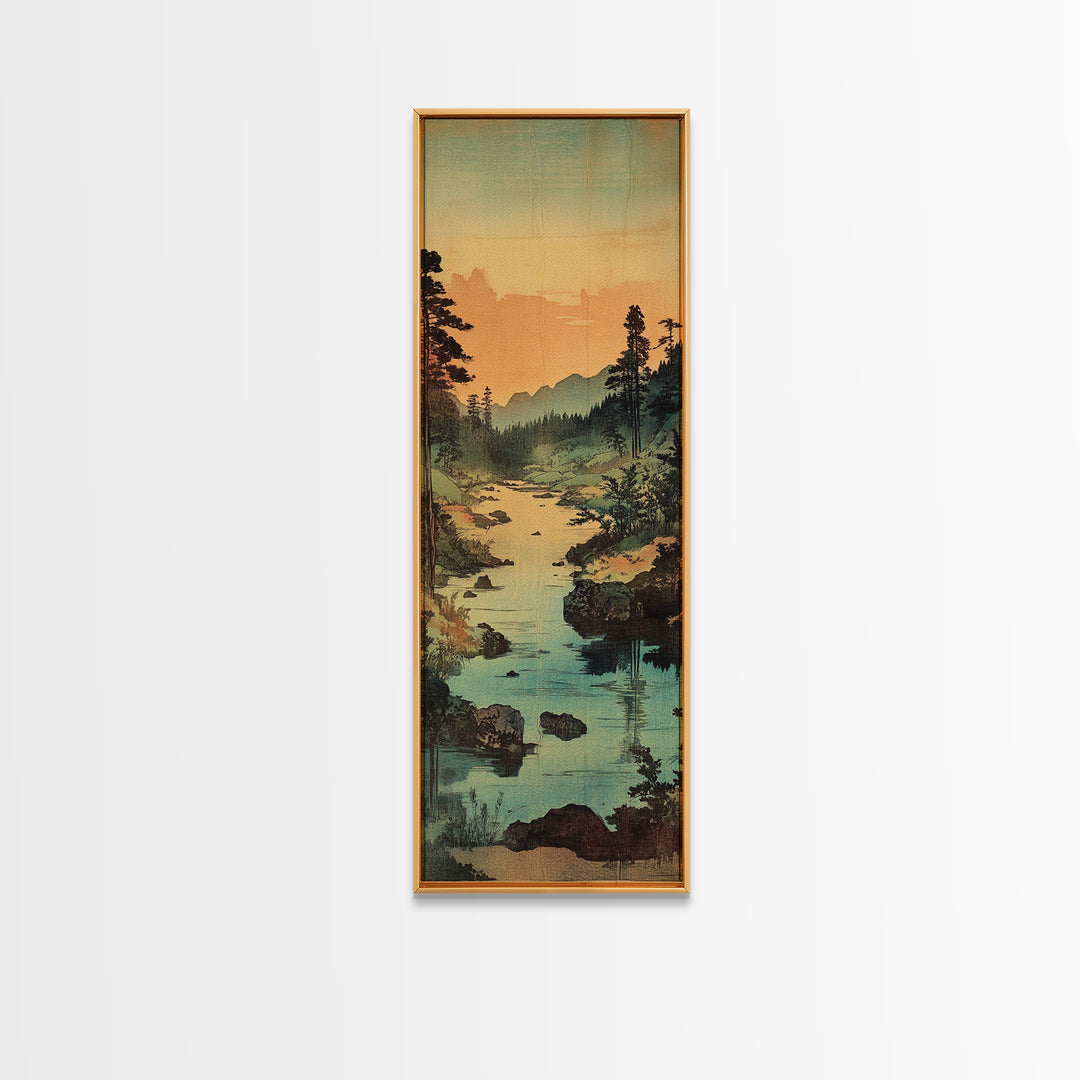Misty River Valley With Pine Forest Canvas Print, Landscape Wall Art, Rustic Cabin Living Room Decor, Serene Nature Gift For Her