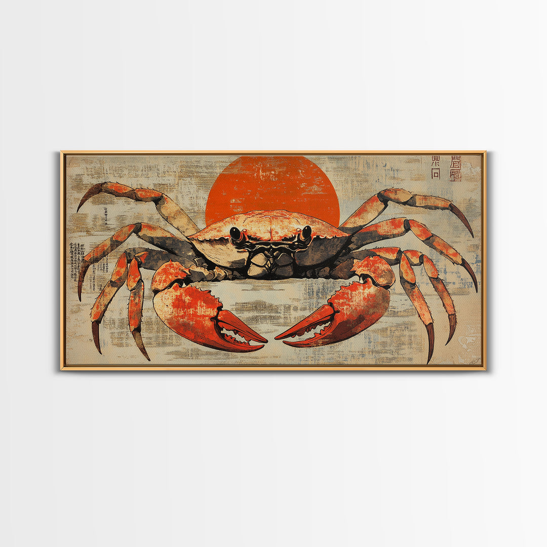 Bold Red Crab Canvas Print, Coastal Kitchen Wall Art, Seafood Wall Decor, Nautical Home Decor, Ocean Animal Art Print, Gift