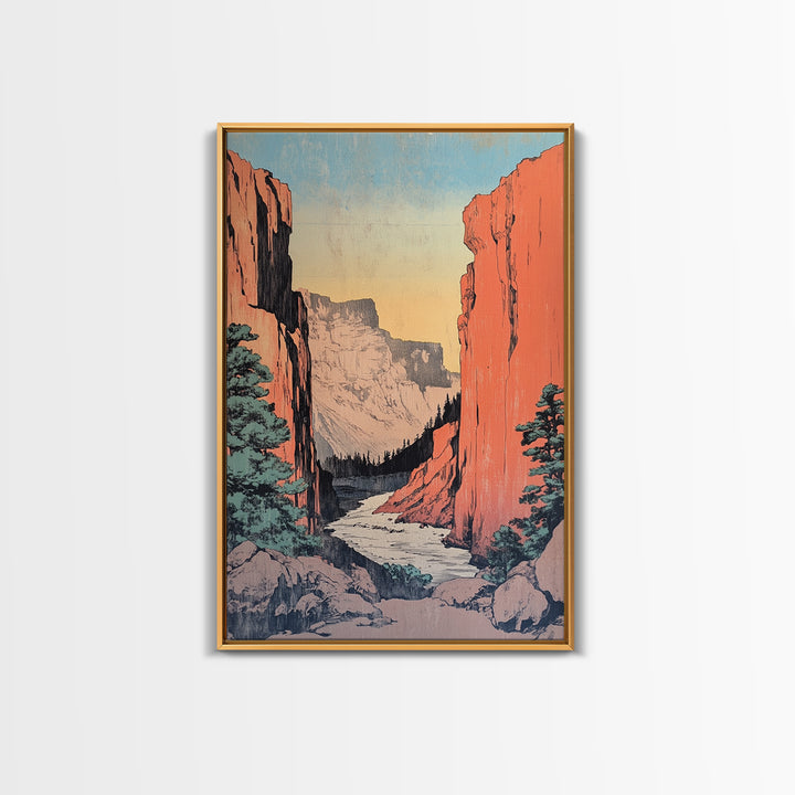 Red Rock Canyon River Canvas Print, Western Landscape Wall Art, Mountain Home Decor, Rustic Cabin Decor, Large Nature Print