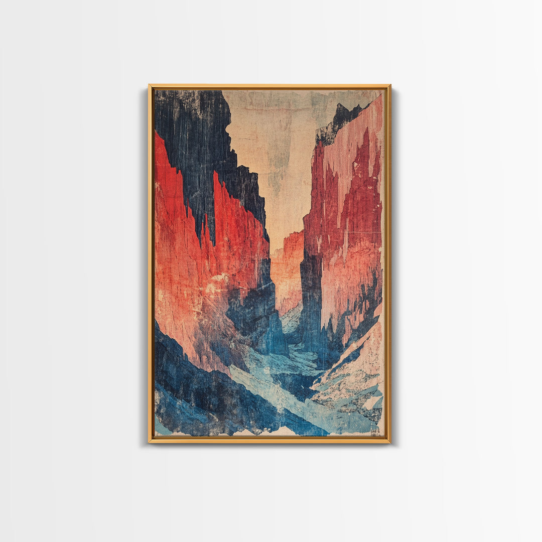 Abstract Red Canyon Wall Art, Modern Landscape Canvas Print, Southwestern Decor, Large Living Room Art, Office Decor Gift