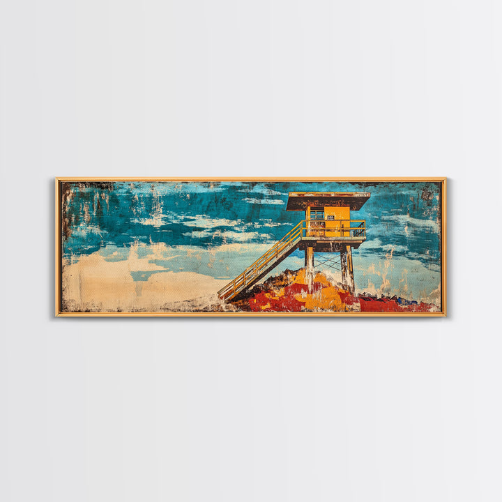 Yellow Lifeguard Tower On Turquoise Beach Canvas Print, Coastal Wall Art, Ocean Decor, Beach House Gift, Living Room Decor