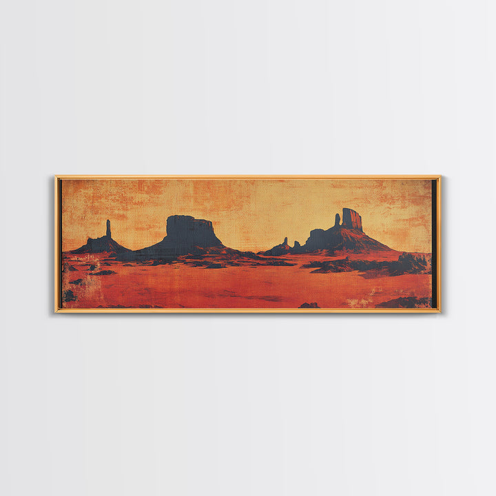 Monument Valley Desert Sunset Wall Art, Southwestern Canvas Print, Western Landscape, Cowboy Decor, Large Living Room Art