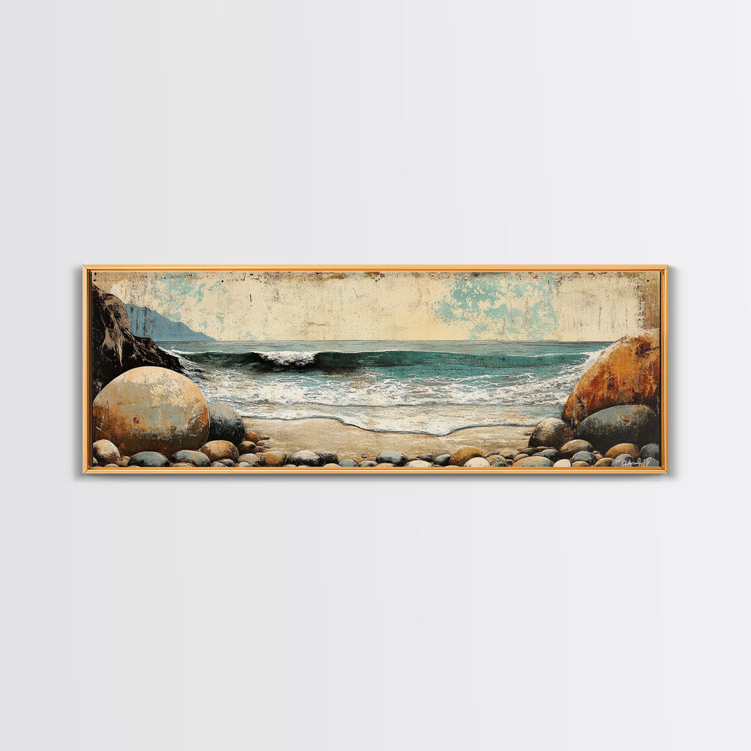 Rocky Ocean Beach Cove Wall Art, Coastal Canvas Print, Seascape Landscape, Nautical Decor, Beach House Living Room Art, Gift For Her
