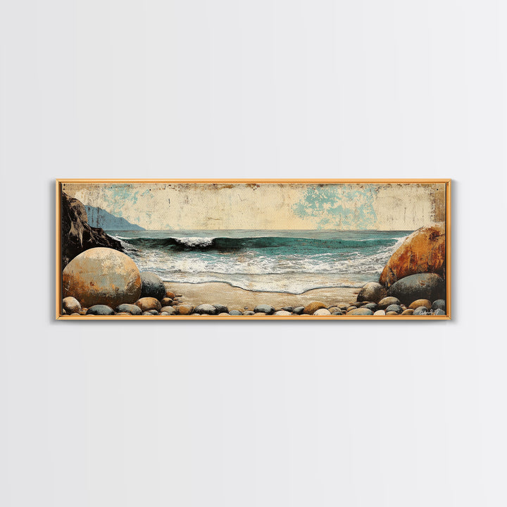 Rocky Ocean Beach Cove Wall Art, Coastal Canvas Print, Seascape Landscape, Nautical Decor, Beach House Living Room Art, Gift For Her