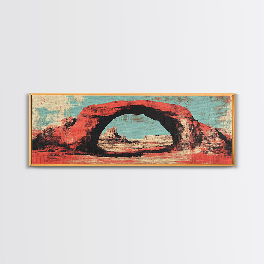 Red Desert Arch And Turquoise Sky Wall Art, Southwestern Landscape Print, Arizona Decor, Modern Rustic Living Room Canvas