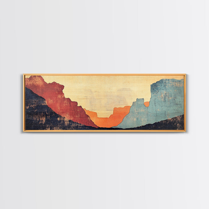 Abstract Desert Canyon Sunset Wall Art, Southwest Art Print, Earth Tone Decor, Minimalist Landscape, Large Horizontal Art