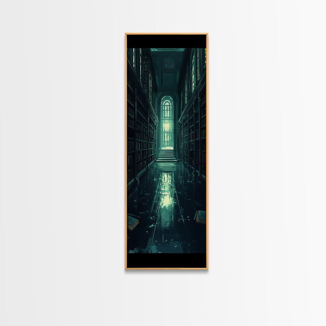Dark Gothic Library Hallway Wall Art, Moody Bookish Decor, Fantasy Reading Nook Print, Dark Academia Living Room Wall Decor