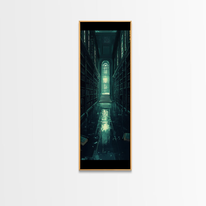 Dark Gothic Library Hallway Wall Art, Moody Bookish Decor, Fantasy Reading Nook Print, Dark Academia Living Room Wall Decor