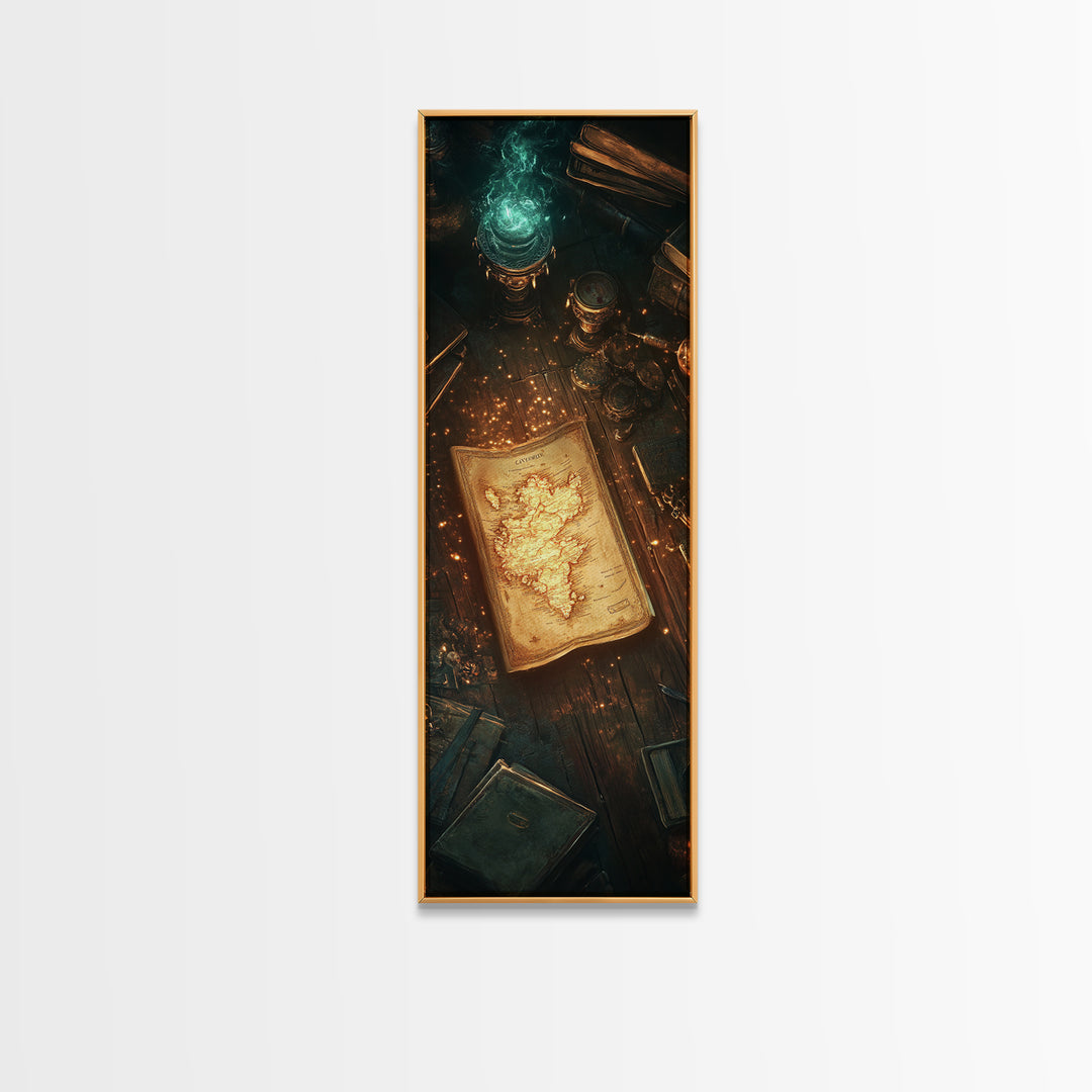 Glowing Ancient Manuscript Wall Art, Mystical Alchemy Desk Decor, Dark Academia Bookish Print For Library Study Room Decor