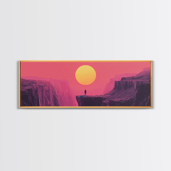 Pink Desert Canyon Cliff At Sunset Wall Art, Minimalist Landscape Canvas Print, Southwestern Modern Home Decor Gift For Him