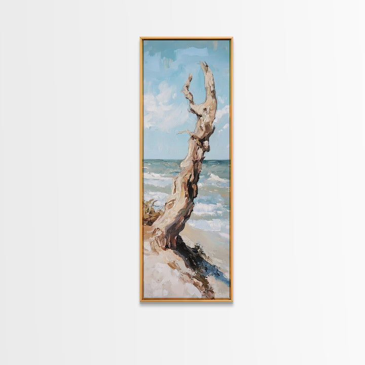 Sun Bleached Driftwood On Beach Canvas Print, Coastal Wall Art, Ocean Landscape Decor, Nautical Home Decor, Beach House Gift