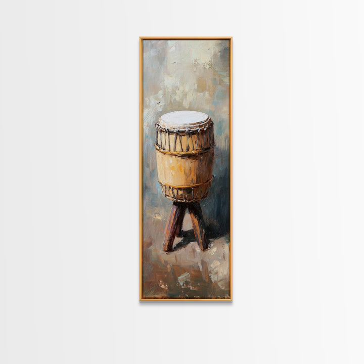 Rustic Tribal Drum Oil Painting Wall Art, Music Room Decor, African Inspired Art, Boho Home Decor, Gift For Music Lover, Unique Gift
