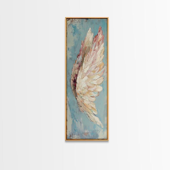Textured White Angel Wing Wall Art, Celestial Decor, Spiritual Wall Decor, Feminine Art Print, Angel Art, Blue Bedroom Decor